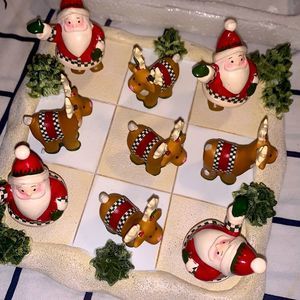 holiday santa and reindeer checker game board